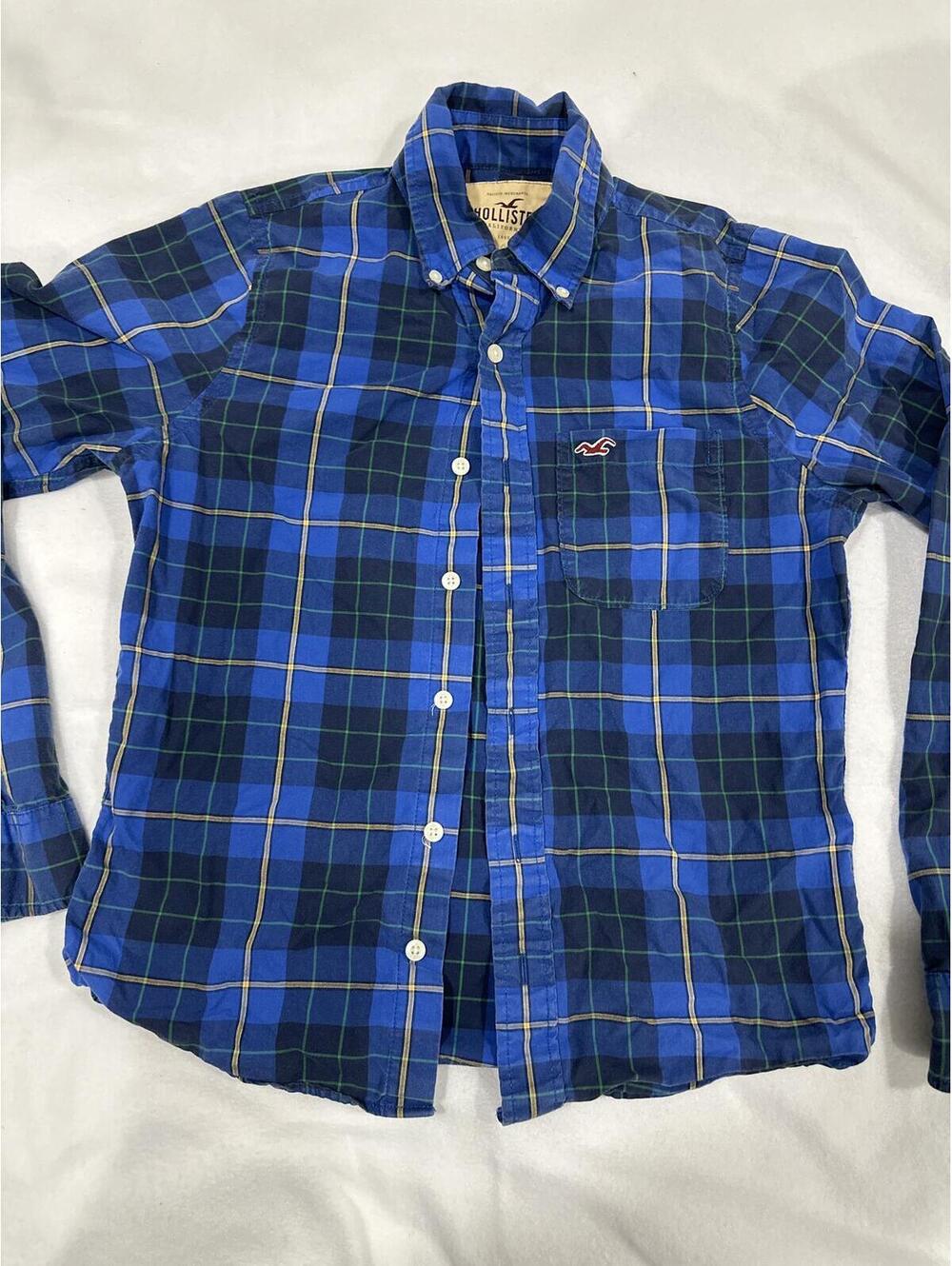 Hollister Blue Plaid Button-Down Shirt Size S